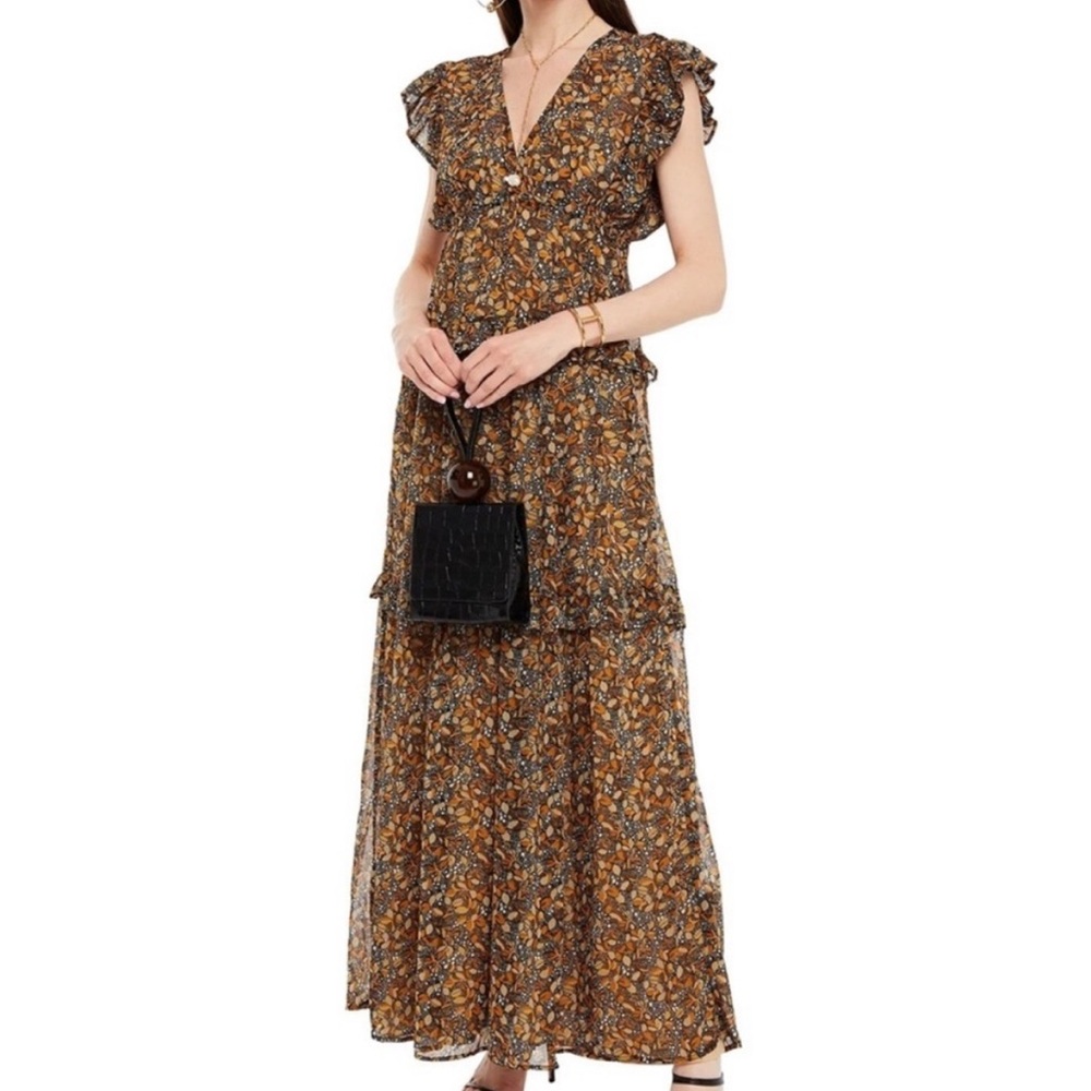 BA&SH Samanta ruffled printed georgette maxi dress